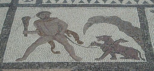 Hércules y Cerbero. Mosáico romano de los doce trabajos, de Liria (Valencia)