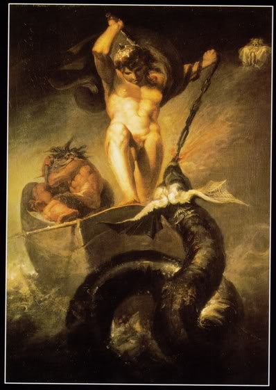 Jormungander, la Serpiente de Midgard y la muerte de Thor, Dios del trueno. Jormungander