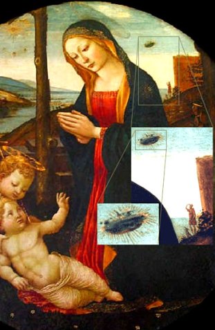 Ovnis y objetos extraños en pinturas y grabados antiguos Virgen